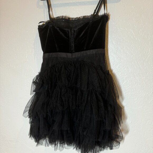 Betsy & Adam Short Velvet Mesh Party Black A-Line Mini Dress Size 8 NEW WITH TAG - Picture 4 of 10